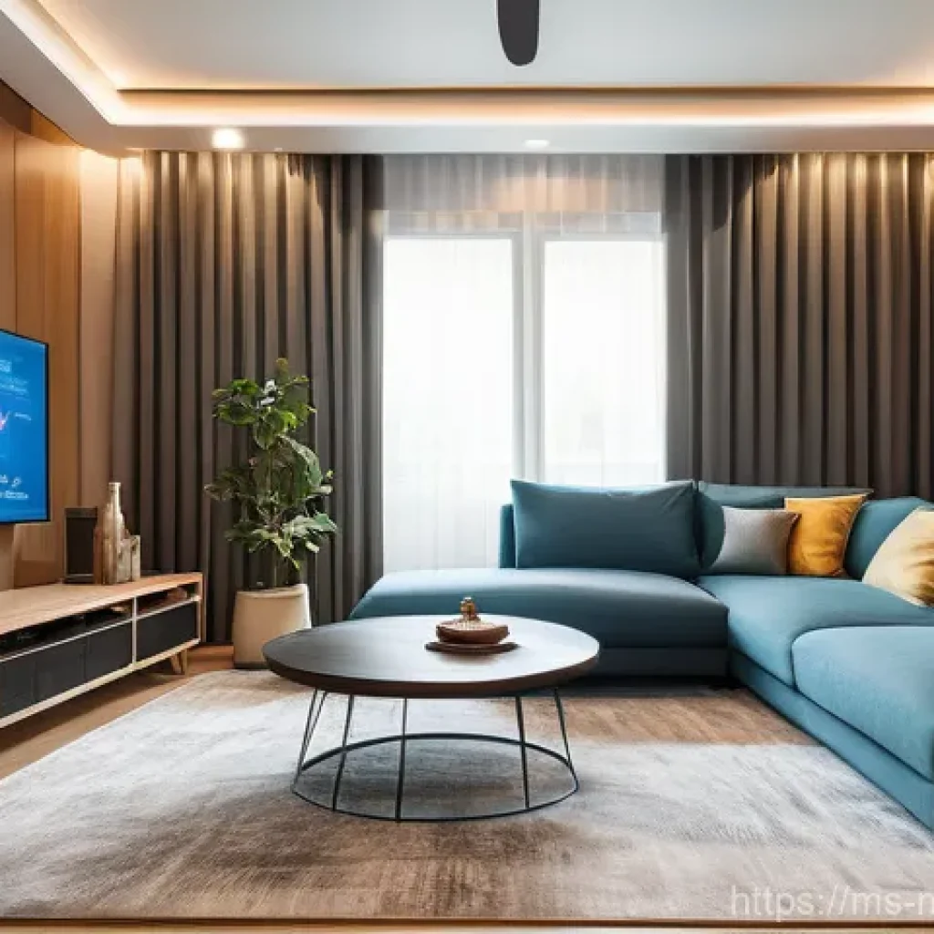 에너지 관리에서의 디지털 트윈 응용 - A Malaysian person (late 20s to early 30s) is comfortably seated in a modern, sunlit living room of ...