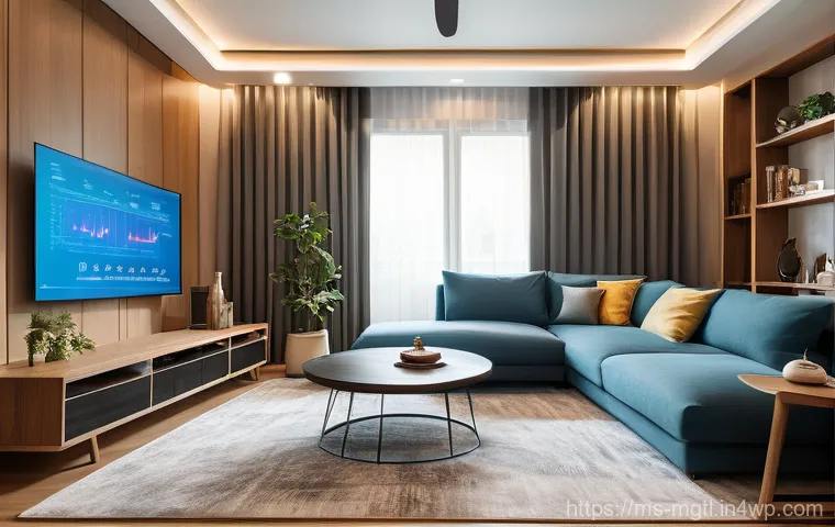 에너지 관리에서의 디지털 트윈 응용 - A Malaysian person (late 20s to early 30s) is comfortably seated in a modern, sunlit living room of ...