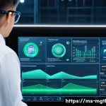 Home 10 디지털 트윈의 혁신적 변화 사례 - **"Optimizing Factory Operations with Digital Twin Technology"**
A futuristic, brightly lit fact...